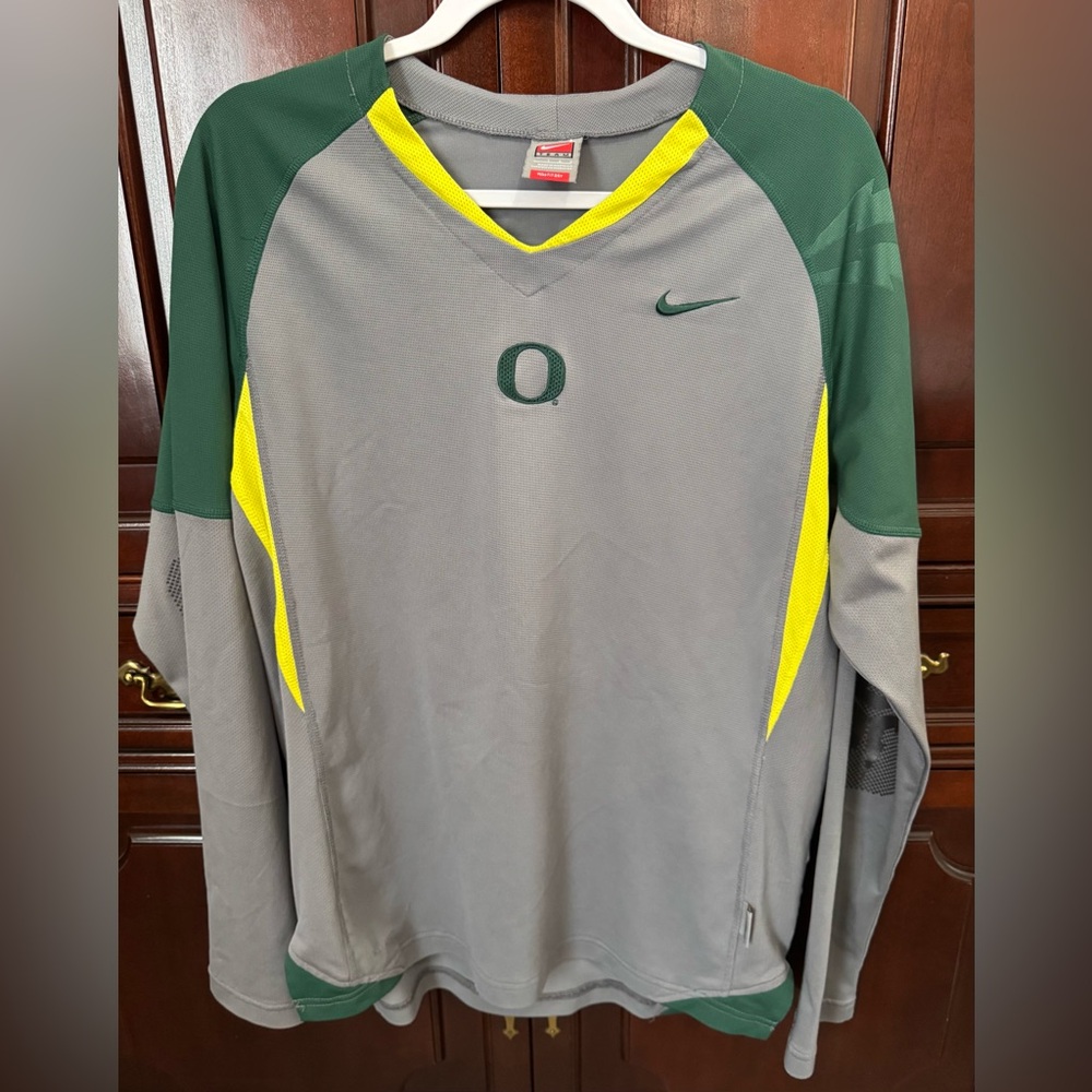 Nike Oregon Duck Long-Sleeve Dri-Fit Gray Shirt, Mens Large - Picture 1 of 4